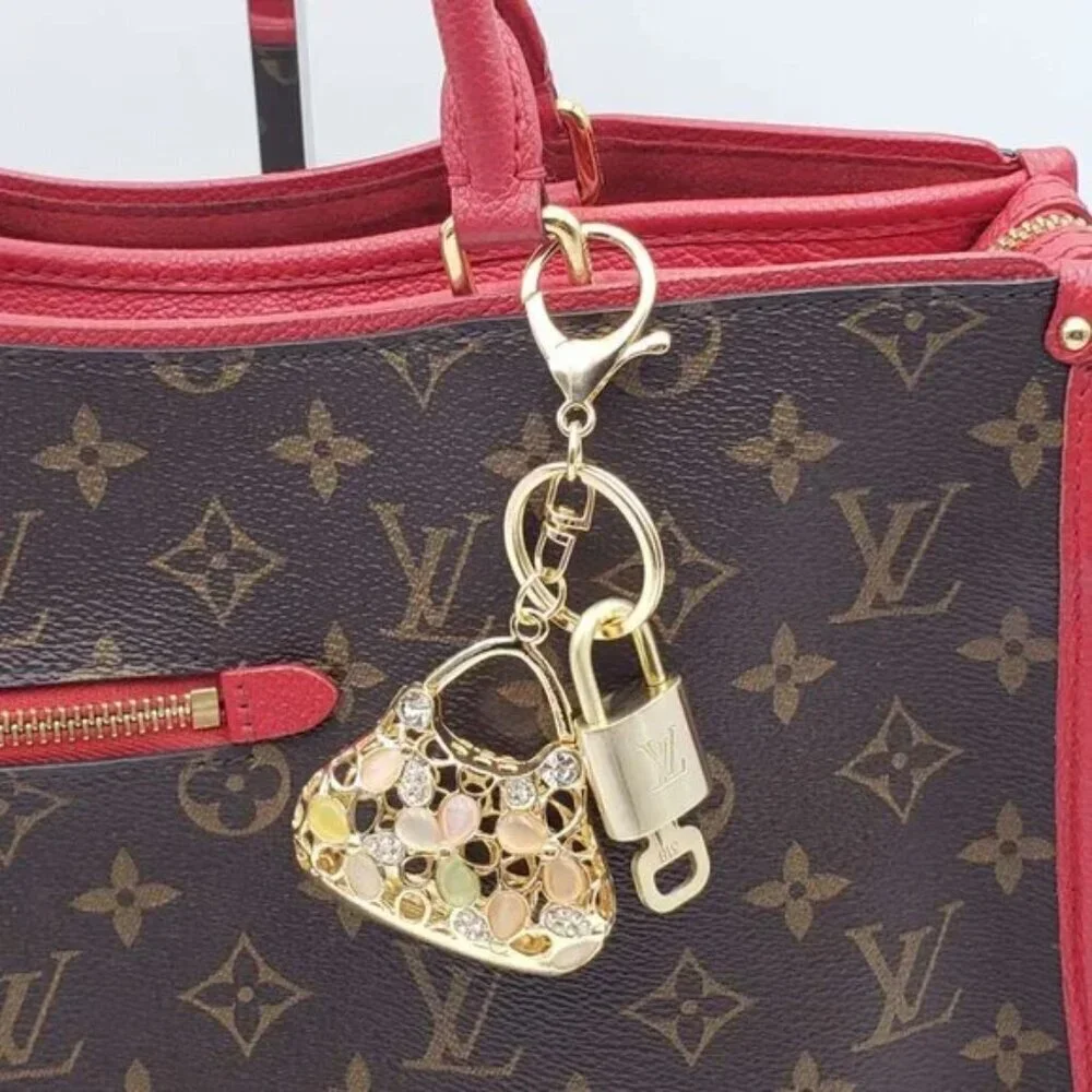 Louis Vuitton Authentic Gold Padlock 🔒 Key + Unbranded Keychain Bag Charm